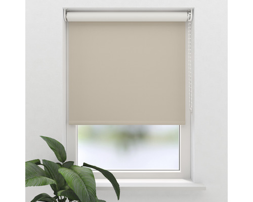 Beige Fensterrollos am Fenster