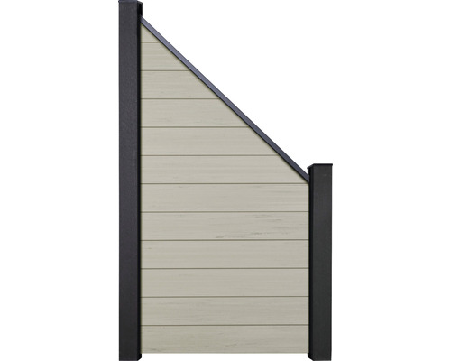 Abschlusselement GroJa Flex Stecksystem ohne Pfosten 90x180/90 sand Gartenzaun-Element mit diagonalem Abschluss