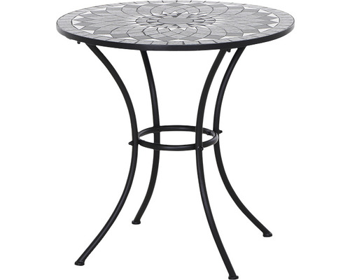 Gartentisch Gardamo Como rund Ø 70 cm Gestell aus Stahl in matt schwarz, Gartentischplatte aus Keramik in dunkelgrau Gartentisch Gardamo Como rund Ø 70 cm Gestell aus Stahl in matt schwarz, Gartentischplatte aus Keramik in dunkelgrau