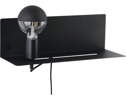 Wandleuchte Metall mit Ablage + USB Port 1-flammig HxBxT 130x400x170 mm Devara schwarz mit Schalter