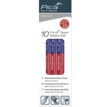 Zehn Markierstifte von Pica Classic Double 559, rot und blau, beidseitig angespitzt