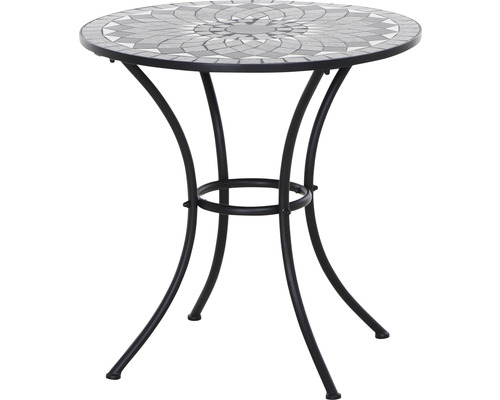 Gartentisch Gardamo Como rund Ø 60 cm Gestell aus Stahl in matt schwarz, Gartentischplatte aus Keramik in dunkelgrau Gartentisch Gardamo Como rund Ø 60 cm Gestell aus Stahl in matt schwarz, Gartentischplatte aus Keramik in dunkelgrau