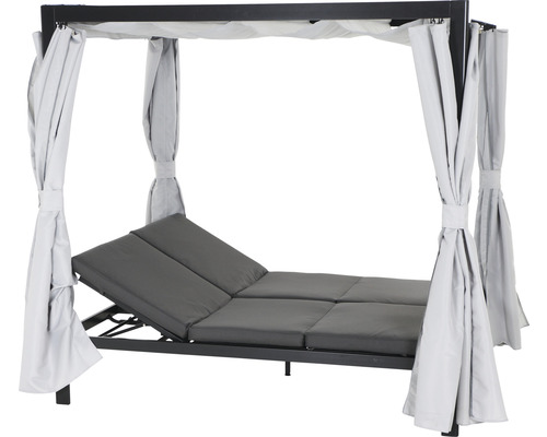 Loungebett Siena Garden Waikiki anthrazit Gestell Aluminium, Fläche Ranotex®-Gewebe, inkl. Dach und Seitenteile in hellgrau Loungebett Siena Garden Waikiki anthrazit Gestell Aluminium, Fläche Ranotex®-Gewebe, inkl. Dach und Seitenteile in hellgrau