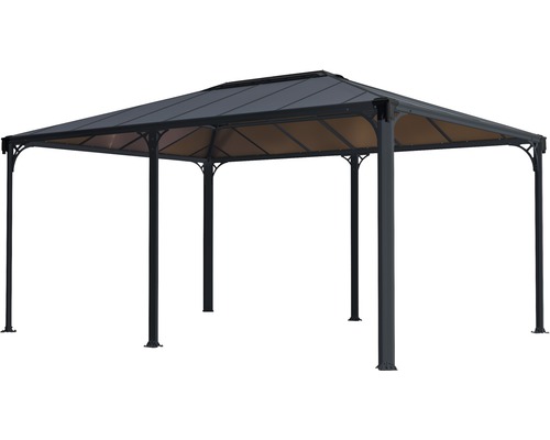 Pavillon mit rechteckiger Dachfläche und stabilen Standbeinen für den Gartenbereich