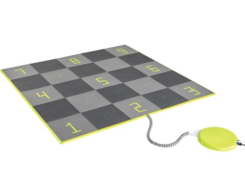 Quadratische, elektronische Tanzmatte mit Zahlenfeld und Fußschalter