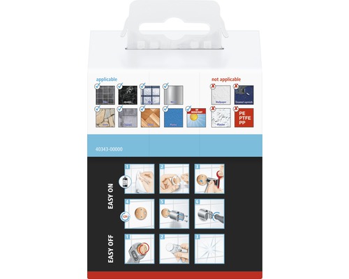 Informationen zur Anwendbarkeit und zur einfachen Anbringung und Entfernung des Produkts