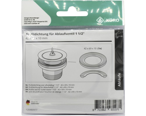 Profil Dichtung für Ablaufventil 1 1/2 Zoll