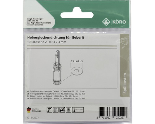 Heberglockendichtung für Geberit 10.000 Serie 23 x 63 x 3 Millimeter