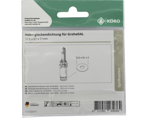 Heberglockendichtung für GroheDAL 32,5 x 61 x 3 Millimeter in Verpackung