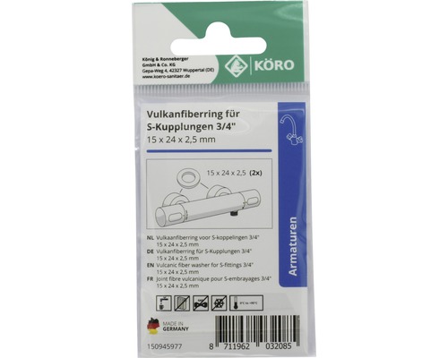 Vulkanfiberring für S-Kupplungen 3/4 Zoll, 15 x 24 x 2,5 Millimeter