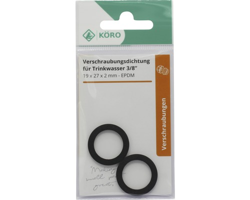 Verschraubungsdichtung für Trinkwasser 3/8 Zoll, 19 x 27 x 2 Millimeter aus EPDM