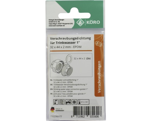 Trinkwasser Verschraubungsdichtung 1 Zoll, 32 x 44 x 2 Millimeter, EPDM