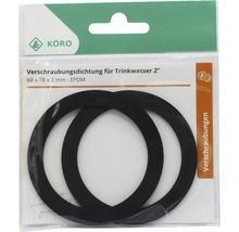 KÖRO Verschraubungsdichtung für Trinkwasser 2 Zoll, 60 x 78 x 2 mm, EPDM