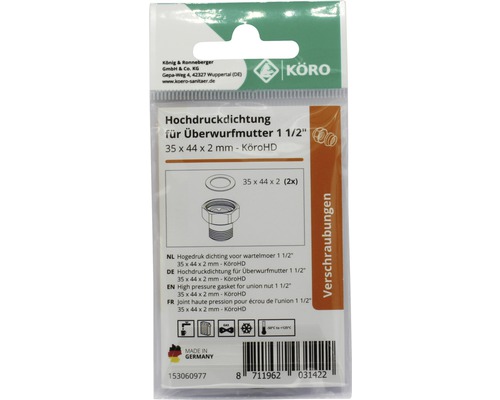 Hochdruckdichtung für Überwurfmutter 1 1/2 Zoll, 35 x 44 x 2 Millimeter