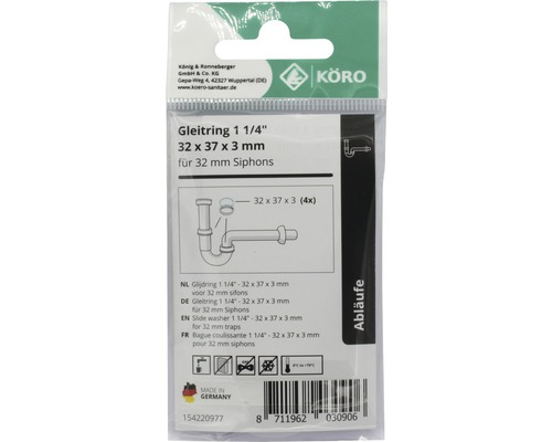 Gleitring 1 1/4 Zoll, 32 x 37 x 3 Millimeter für 32 Millimeter Siphons im Paket