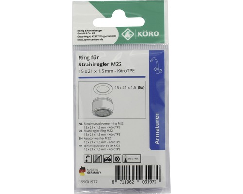 Körö Strahlregler Ring M22, 15 x 21 x 1,5 mm, Verpackung