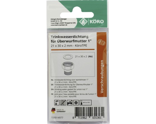 Trinkwasserdichtung für Überwurfmutter 1 Zoll, 21 x 30 x 2 Millimeter