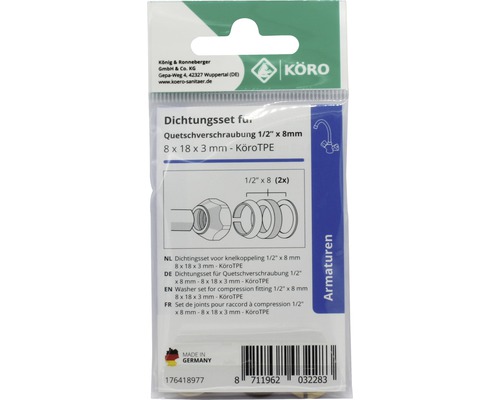 Dichtungsset für Quetschverschraubung, Größe 1/2 Zoll mal 8 Millimeter