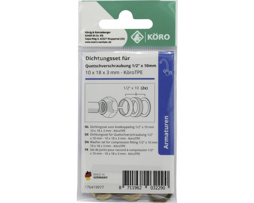 Dichtungsset für Quetschverschraubung 1/2 Zoll x 10 Millimeter