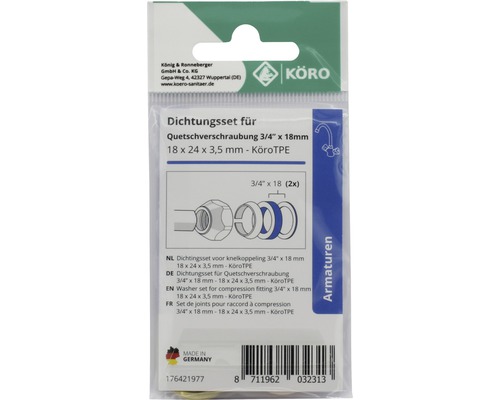 Dichtungsset für Quetschverschraubung 3/4 Zoll x 18 Millimeter
