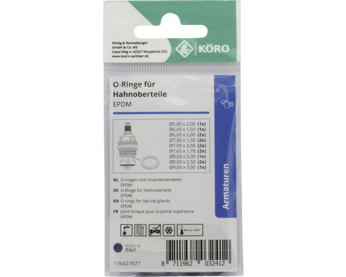 O-Ringe für Hahnoberteile, EPDM