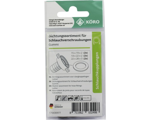 Dichtungssortiment für Schlauchverschraubungen aus Gummi