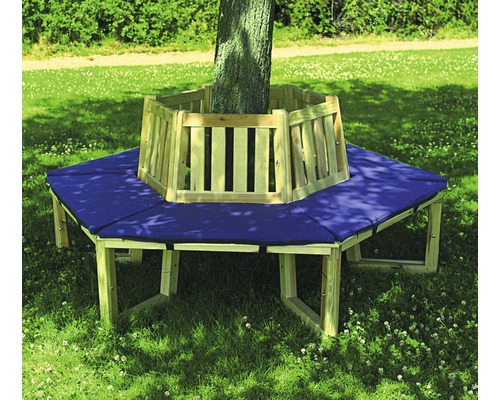 Sitzauflage für Baumbank 360° 100 x 43 cm Baumwolle blau-0