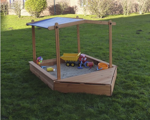 Sandkasten Multi mit Bugbox und Sonnendach Holz 140 x 260 x 131 cm braun