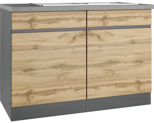 Spülenschrank inkl Spüle Held graphit wildeiche HORNBACH x kaufen cm x 86 Frontfarbe Korpusfarbe 60 120 BxTxH matt PISA Möbel bei