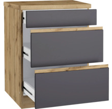 Auszugunterschrank Held Möbel PISA BxTxH 60 x 60 x 86 cm Frontfarbe grau matt Korpusfarbe wildeiche-thumb-1