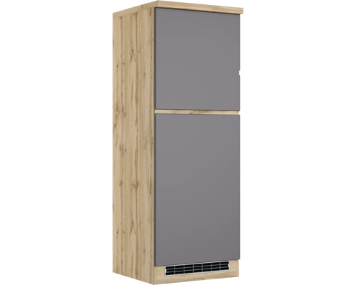 Kühlumbauschrank für 88er Einbaukühlschrank Held Möbel PISA BxTxH 60 x 60 x 166 cm Frontfarbe grau matt Korpusfarbe wildeiche
