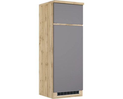 Kühlumbauschrank für 145er Einbaukühlschrank Held Möbel PISA BxTxH 60 x 60 x 166 cm Frontfarbe grau matt Korpusfarbe wildeiche