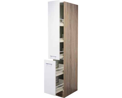 Flex Well Apothekerschrank Samoa BxTxH 30 x 57 x 200 cm weiß matt zerlegt 00007529 Küchenschrank mit Auszügen
