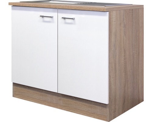 Flex Well Spülenschrank inkl Spüle Samoa BxTxH 100x60x85 cm Frontfarbe weiß matt