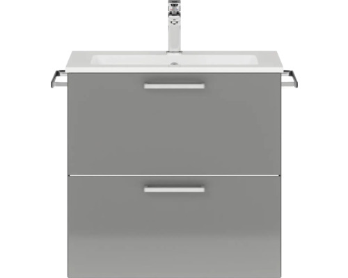 Badmöbel-Set NOBILIA Programm 2 BxHxT 61 x 59,1 x 48,7 cm Frontfarbe grau hochglanz mit Möbel-Waschtisch Griff chrom matt 165 Badmöbel-Set NOBILIA Programm 2 BxHxT 61 x 59,1 x 48,7 cm Frontfarbe grau hochglanz mit Möbel-Waschtisch Griff chrom matt 165