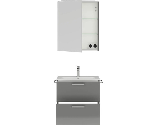 Badezimmermöbel-Set mit Waschbeckenunterschrank, Waschtisch und Spiegelschrank