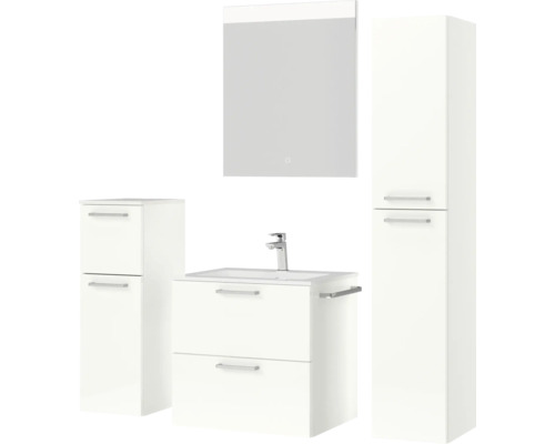 Badezimmerset mit Waschbeckenunterschrank, Spiegelschrank und Hochschrank