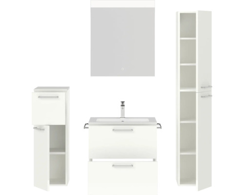 Badezimmer-Set mit Waschbeckenunterschrank, Spiegelschrank und Hochschrank