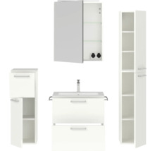 Badezimmer Set mit Waschbeckenunterschrank, Spiegelschrank und Hochschrank