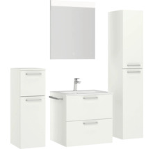 Badezimmerensemble mit Waschtischunterschrank, Spiegelschrank und Hochschränken