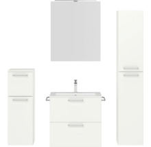 Badmöbel-Set NOBILIA Programm 2 BxHxT 140 x 169,1 x 48,7 cm Frontfarbe weiß matt mit Möbel-Waschtisch und Spiegelschrank 1-türig mit LED-Beleuchtung Unterschrank Midischrank Griff chrom matt 193