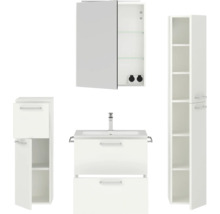 Badmöbel-Set NOBILIA Programm 2 BxHxT 140 x 169,1 x 48,7 cm Frontfarbe weiß matt mit Möbel-Waschtisch und Spiegelschrank 1-türig mit LED-Beleuchtung Unterschrank Midischrank Griff chrom matt 193