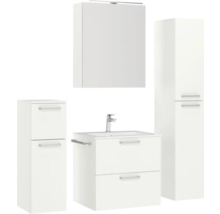 Badmöbel-Set NOBILIA Programm 2 BxHxT 140 x 169,1 x 48,7 cm Frontfarbe weiß matt mit Möbel-Waschtisch und Spiegelschrank 1-türig mit LED-Beleuchtung Unterschrank Midischrank Griff chrom matt 193
