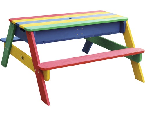 Bunter Kindersitzgarnitur aus Holz für den Außenbereich