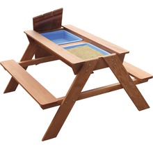 Sandkasten Picknicktisch aus Holz mit zwei Wannen