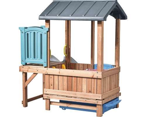 Spielhaus mit Sandkasten und Dach für den Garten