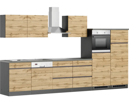 Moderne Küche mit Einbaubackofen, Dunstabzugshaube und Geschirrspüler