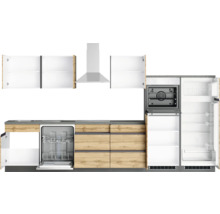 Komplette Küchenzeile mit Spülmaschine, Herd, Dunstabzugshaube und Kühlschrank