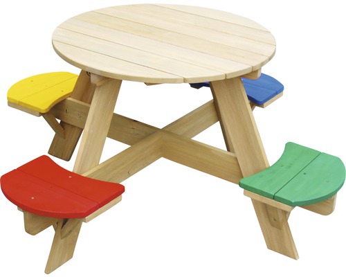 Kinder Picknicktisch RAXI UFO rund 4-Sitzer Holz bunt-0