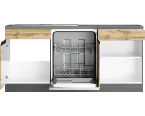 Küchenzeile mit Spülmaschine und Stauraum